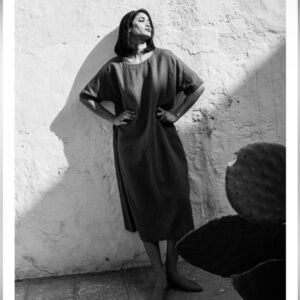 notPERFECTLINEN January Shift Dress in Grey Washed Black size Small 100% Linen